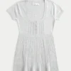 Lyhythihainen Henley-babydoll-toppi Lyhythihainen Henley-babydoll-toppi