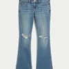 Matala vyötärö, repeytynyt, keskipitkä pesu, bootcut-farkut Matala vyötärö, repeytynyt, keskipitkä pesu, bootcut-farkut