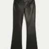 Matala vyötärö, tekonahkaiset bootcut-housut