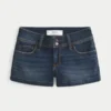 Matala vyötärö, tumma pesu, denim-shortit Matala vyötärö, tumma pesu, denim-shortit