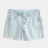 Matala vyötärö, vaalea pesu, löysät denimshortsit 5″ Matala vyötärö, vaalea pesu, löysät denimshortsit 5″