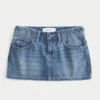 Matala vyötäröinen brodeerattu denim-minihame Matala vyötäröinen brodeerattu denim-minihame