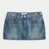 Matala vyötäröinen brodeerattu denim-minihame
