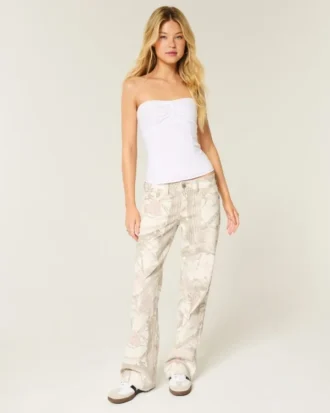 Matala vyötäröinen camo-baggy-farkku Matala vyötäröinen camo-baggy-farkku