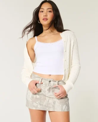 Matala vyötäröinen camo-twill-minihame
