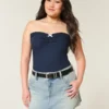 Matala vyötäröinen denim-minihame Matala vyötäröinen denim-minihame