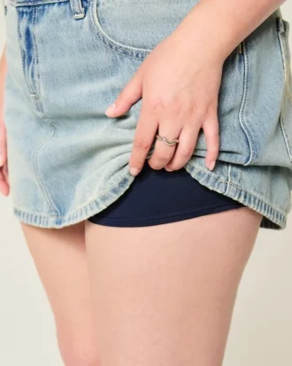 Matala vyötäröinen denim-minihame Matala vyötäröinen denim-minihame