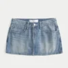 Matala vyötäröinen denim-minihame