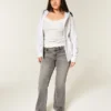 Matala vyötäröinen harmaa bootcut-farkku Matala vyötäröinen harmaa bootcut-farkku