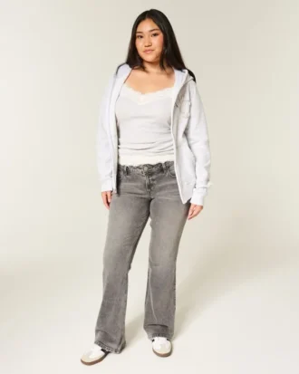 Matala vyötäröinen harmaa bootcut-farkku