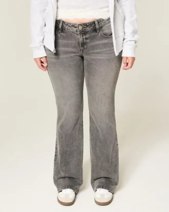 Matala vyötäröinen harmaa bootcut-farkku