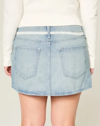 Matala vyötäröinen pitsinen denim-minihame
