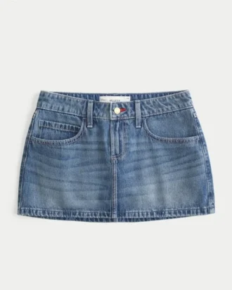 Matala vyötäröinen punainen ommeltu denim-minihame