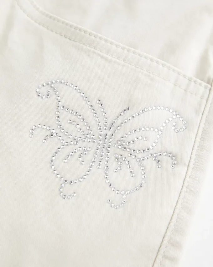 Matala vyötäröinen Shine Butterfly Twill Mini Skort Matala vyötäröinen Shine Butterfly Twill Mini Skort