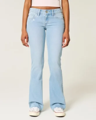 Matala vyötäröinen tähtikirjailtu bootcut-farkku