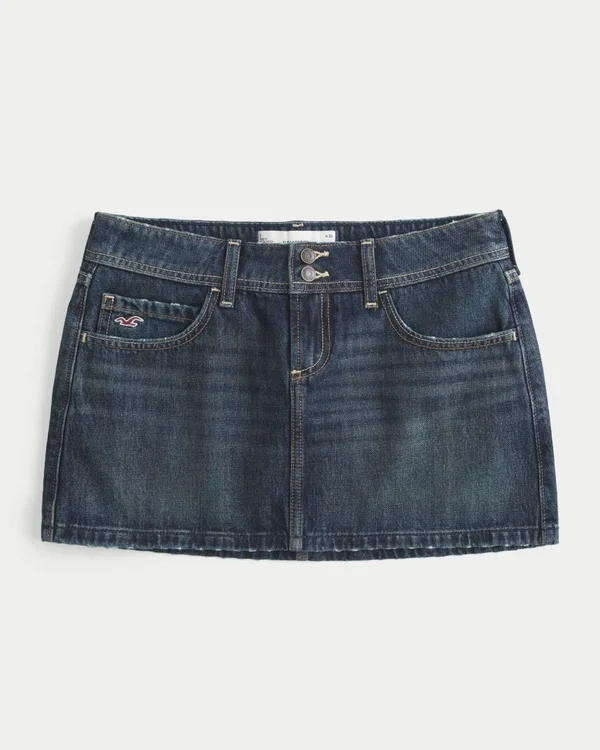 Matala vyötäröinen tumma denim-minihame Matala vyötäröinen tumma denim-minihame