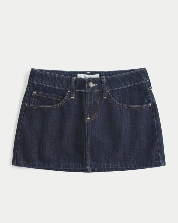Matala vyötäröinen tumma denim-minihame Matala vyötäröinen tumma denim-minihame