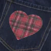 Matala vyötäröinen tumma pesu ruudullinen taskuinen denim-minihame Matala vyötäröinen tumma pesu ruudullinen taskuinen denim-minihame