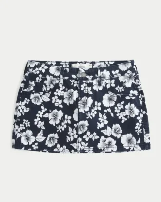 Matala vyötäröinen twill-minihame