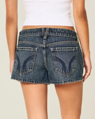 Matala vyötäröiset tummat denim-minishortsit