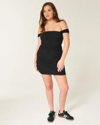 Mesh Off-the-Shoulder Bodycon -mekko