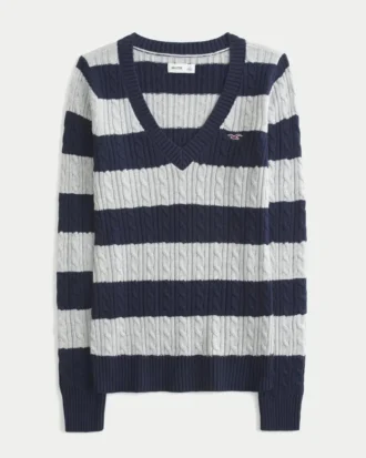 Neulottu V-kaula-aukkoinen Icon-villapaita