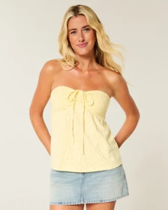 Olkaimeton, kiristetty babydoll-toppi