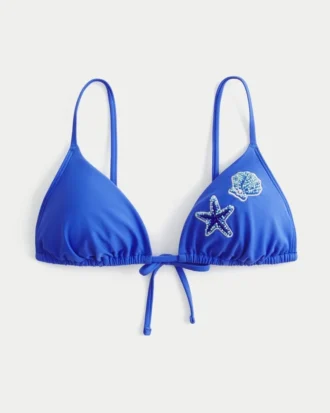 Olkapäiden yli ulottuva helmillä koristeltu kolmiomainen bikiniliivi