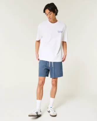 Pellavaseoset vetoketjulliset shortsit