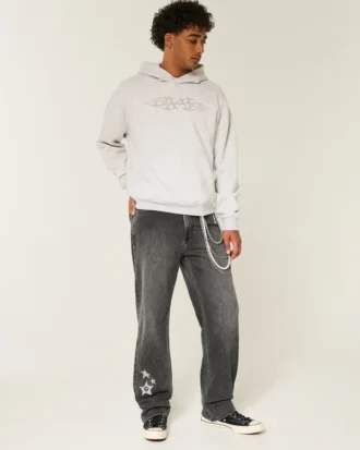 Pesty Black Star Graphic Baggy Jeans