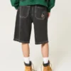 Pesty musta Cat Graphic Super Baggy -denimshortsit Pesty musta Cat Graphic Super Baggy -denimshortsit