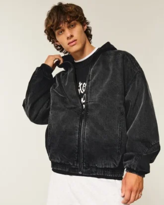 Pesty musta denim-skater-takki Pesty musta denim-skater-takki