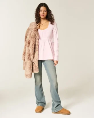 Pitkähihainen Henley-babydoll-toppi