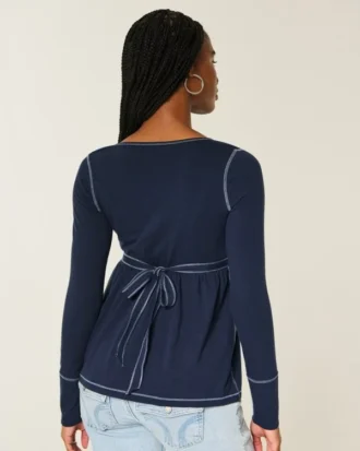 Pitkähihainen Henley-babydoll-toppi
