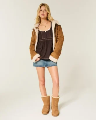 Pitkähihainen Henley-babydoll-toppi