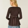 Pitkähihainen Henley-babydoll-toppi Pitkähihainen Henley-babydoll-toppi