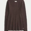 Pitkähihainen, neliönkauluksinen babydoll-mekko Pitkähihainen, neliönkauluksinen babydoll-mekko