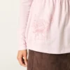 Pitkähihainen, rintamuksellinen graafinen babydoll-toppi Pitkähihainen, rintamuksellinen graafinen babydoll-toppi