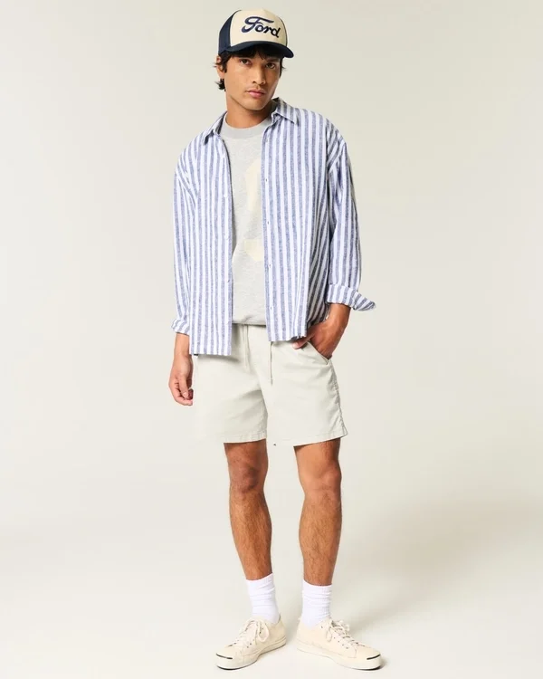 Polvipituiset twill-shortsit Polvipituiset twill-shortsit