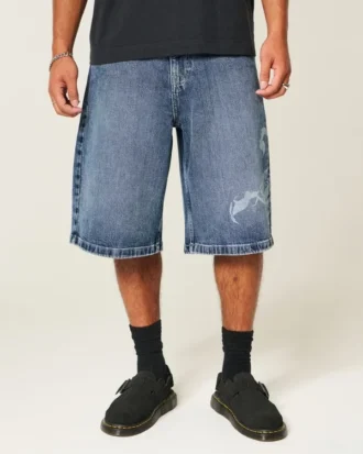Scorpion Graphic Super Baggy Denim Shorts Scorpion Graphic Super Baggy Denim Shorts