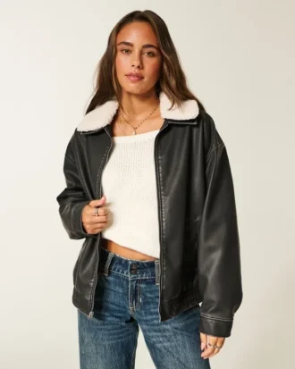 Sherpa-kaulus, tekonahkainen bomber-takki