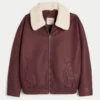 Sherpa-kaulus, tekonahkainen bomber-takki Sherpa-kaulus, tekonahkainen bomber-takki
