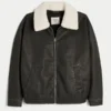 Sherpa-kaulus, tekonahkainen bomber-takki Sherpa-kaulus, tekonahkainen bomber-takki