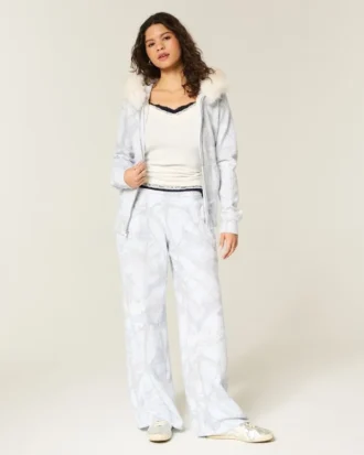 Siniset camo-kuvioiset baggy-verkkarihousut