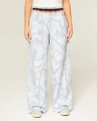 Siniset camo-kuvioiset baggy-verkkarihousut