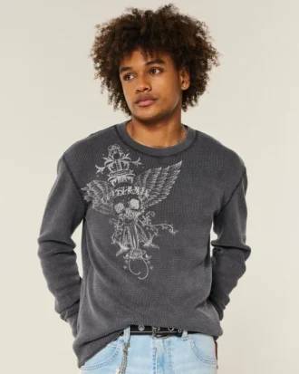 Skull Graphic Thermal Crew -paita