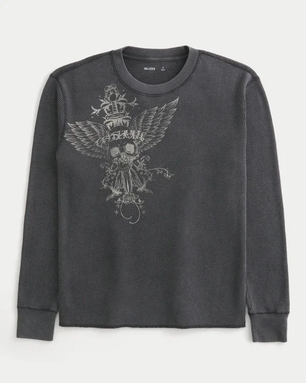 Skull Graphic Thermal Crew -paita Skull Graphic Thermal Crew -paita