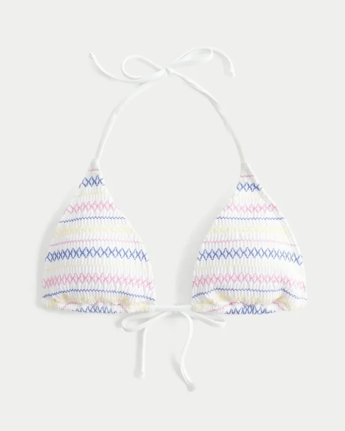 Smocked Halter Triangle Bikini Top Smocked Halter Triangle Bikini Top