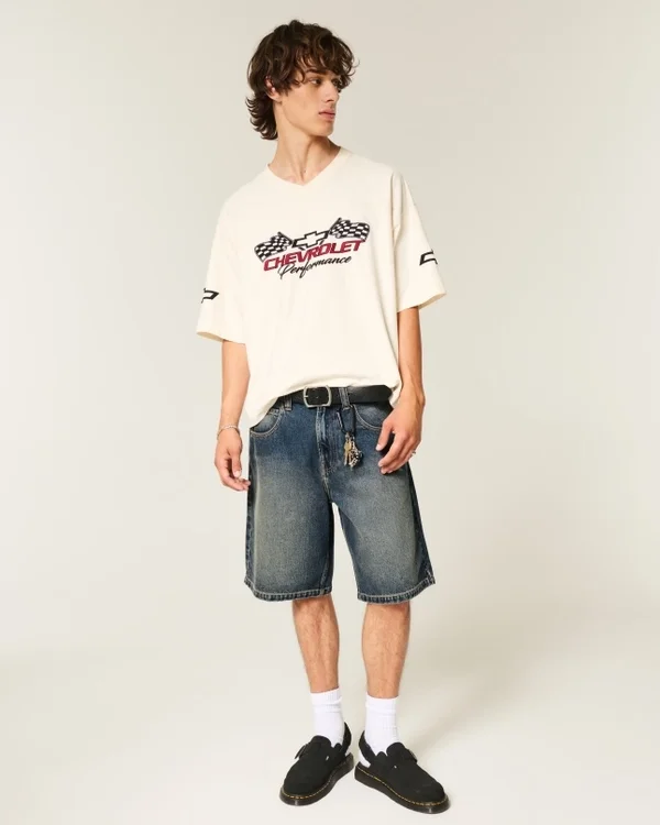 Snake Graphic Baggy Denim Shorts Snake Graphic Baggy Denim Shorts