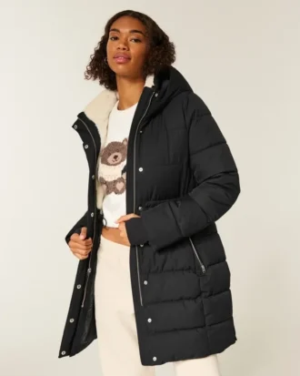 Tekoturkiksella vuorattu puffer-parka